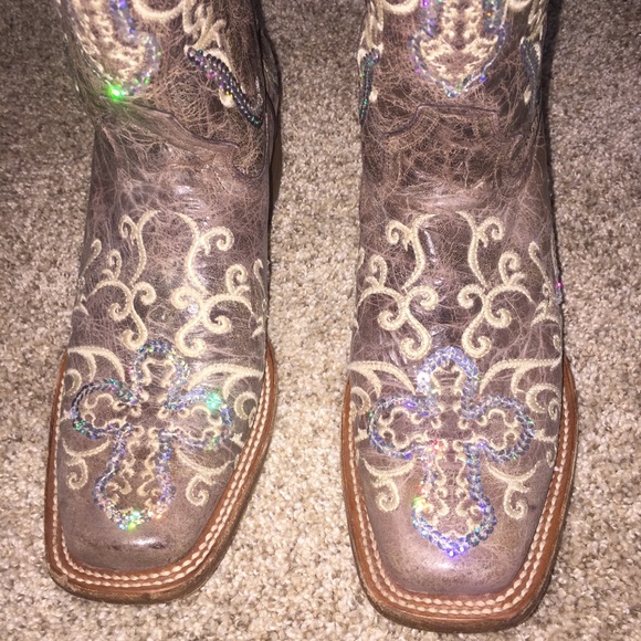 Lightly Worn Corral Cowboy Boots with Sequins - Picture 2 of 4